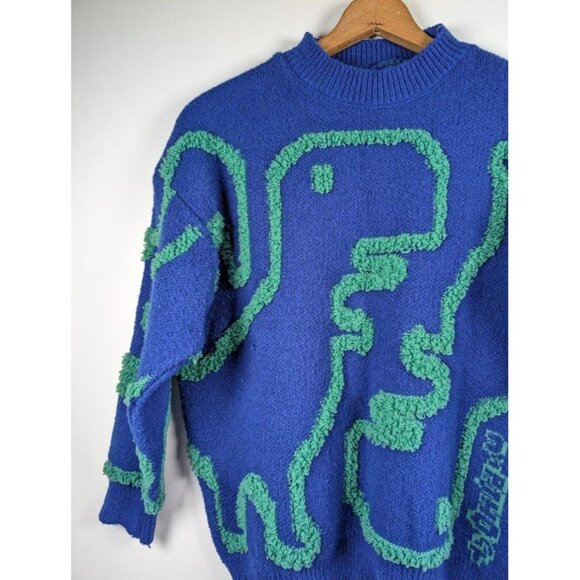 No Internet Chrome Dino T Rex Game Dinosaur Sweater Size Large 3D‎ Knit Artsy - Picture 3 of 10